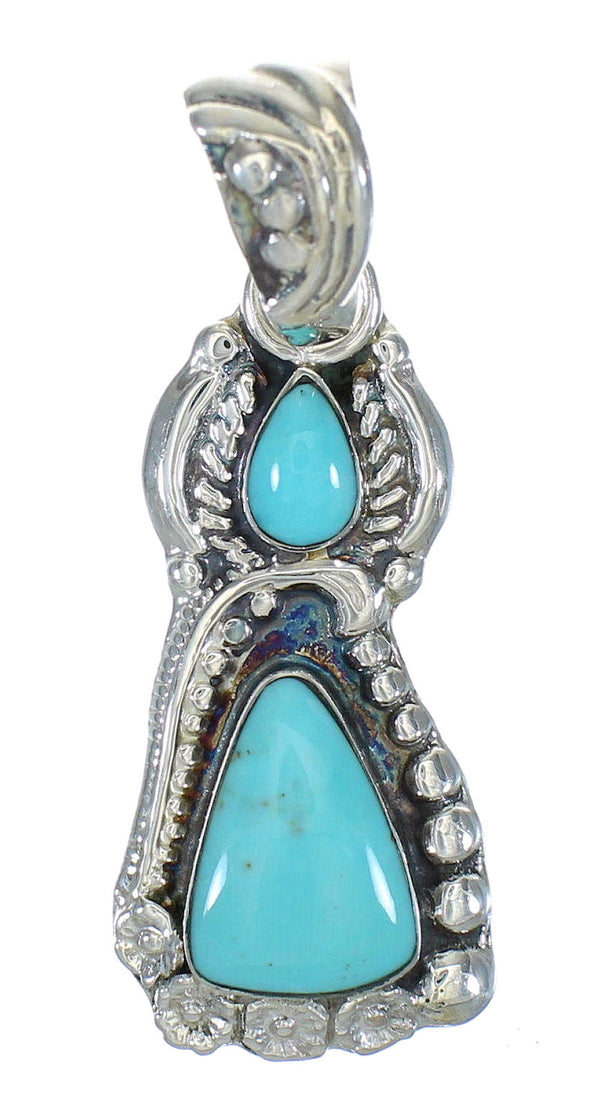 Turquoise Southwest Silver Flower Pendant MX63096